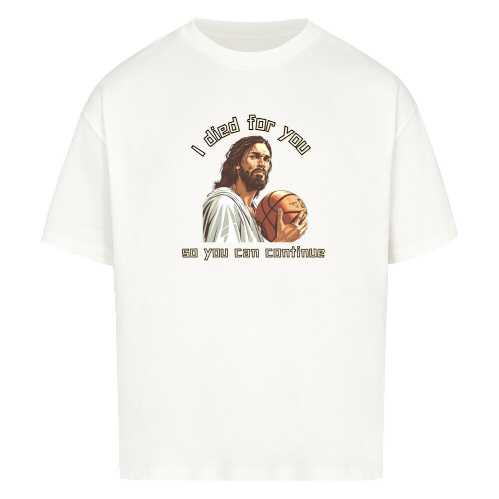 Oversized Basketball T-Shirt Weiß Jesus died for you 100% Baumwolle statement