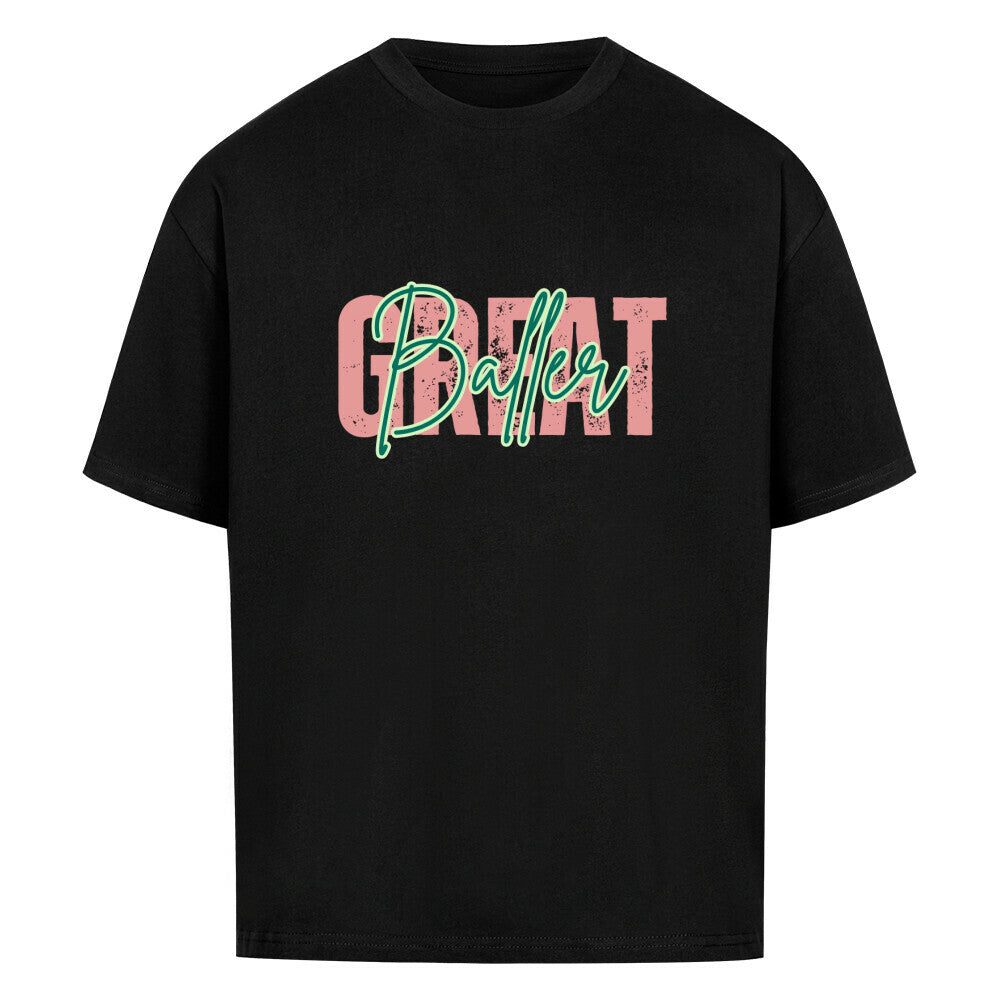 Oversized Basketball T-Shirt Schwarz Great Baller 100% Baumwolle