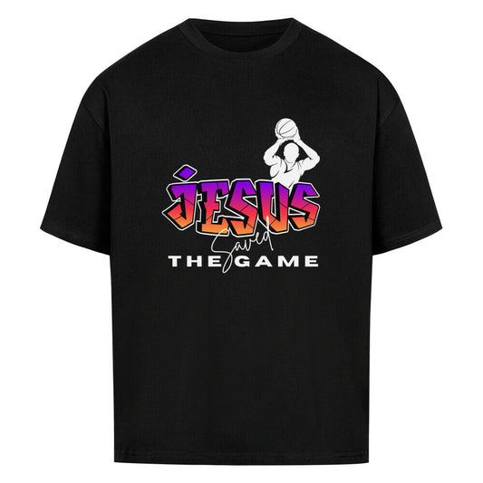 Oversized Basketball T-Shirt Jesus saved the Game Schwarz 100% Baumwolle