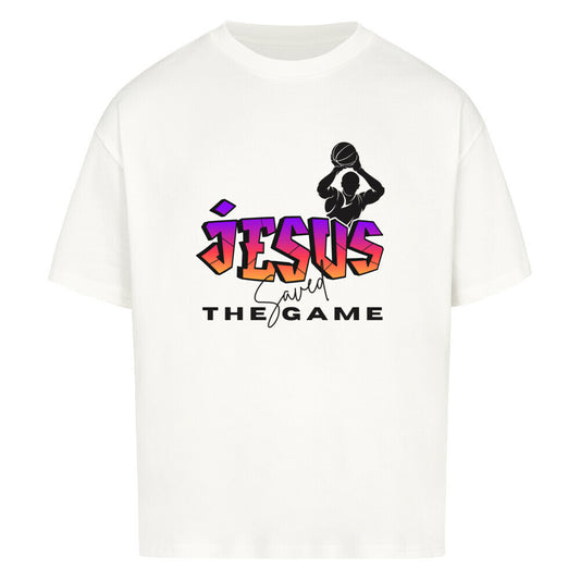 Oversized Basketball T-Shirt Jesus saved the Game Weiß 100% Baumwolle