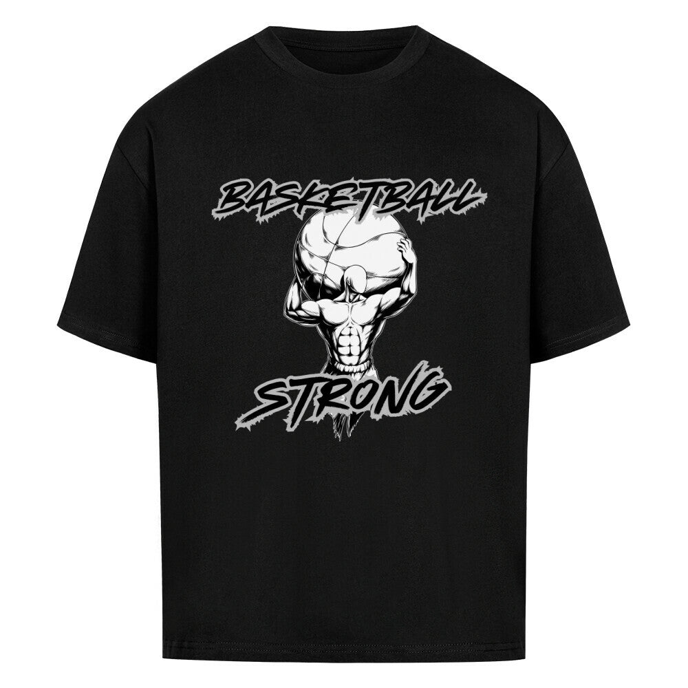 Schwarzes Oversized Basketball T-Shirt mit Basketball Strong Print 100% Baumwolle