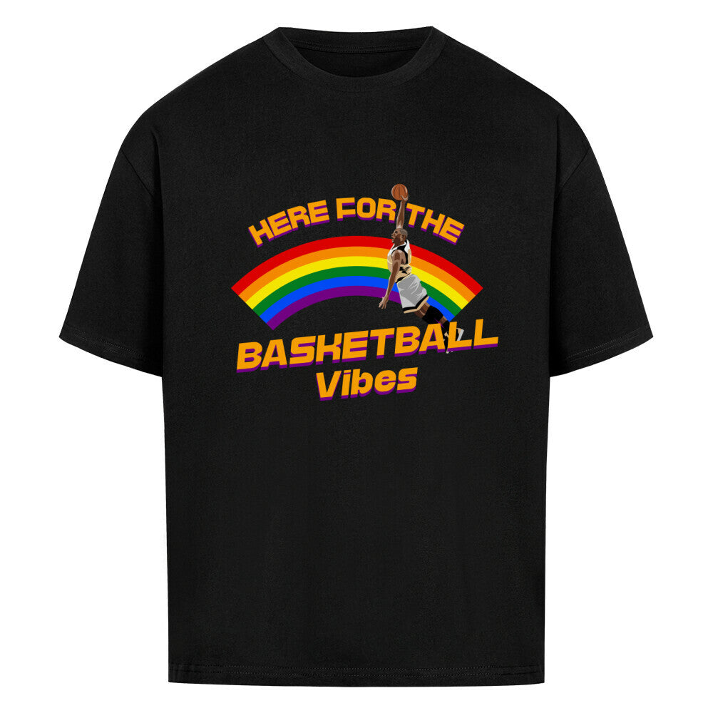 Oversized Basketball T-Shirt Here for the Vibes Schwarz 100% Baumwolle