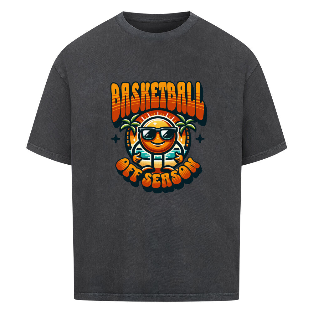 Oversized Basketball T-Shirt Off Season Washed Schwarz 100% Baumwolle