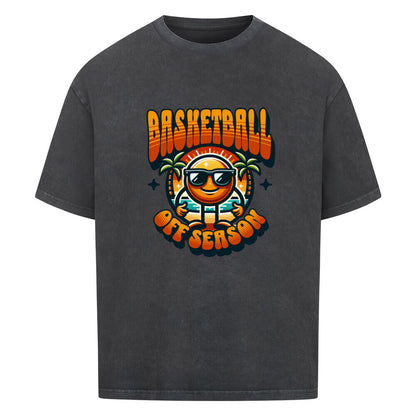 Oversized Basketball T-Shirt Off Season Washed Schwarz 100% Baumwolle