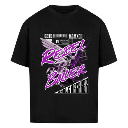 Oversized Basketball T-Shirt Rebel Baller schwarz 100% Baumwolle