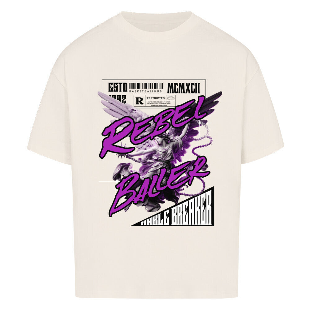 Oversized Basketball T-Shirt Rebel Baller Natural Raw 100% Baumwolle