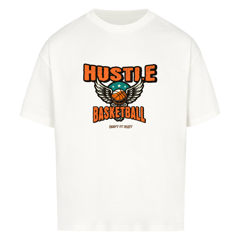 Oversized Basketball T-Shirt Hustle Weiß 100% Baumwolle
