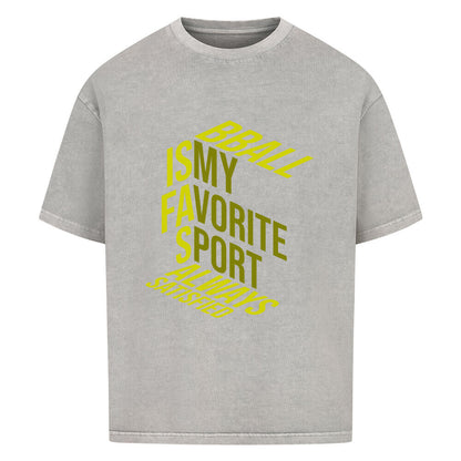 Oversized Basketball T-Shirt Washed Grey BBall is my Favorite 100% Premium Baumwolle Humor