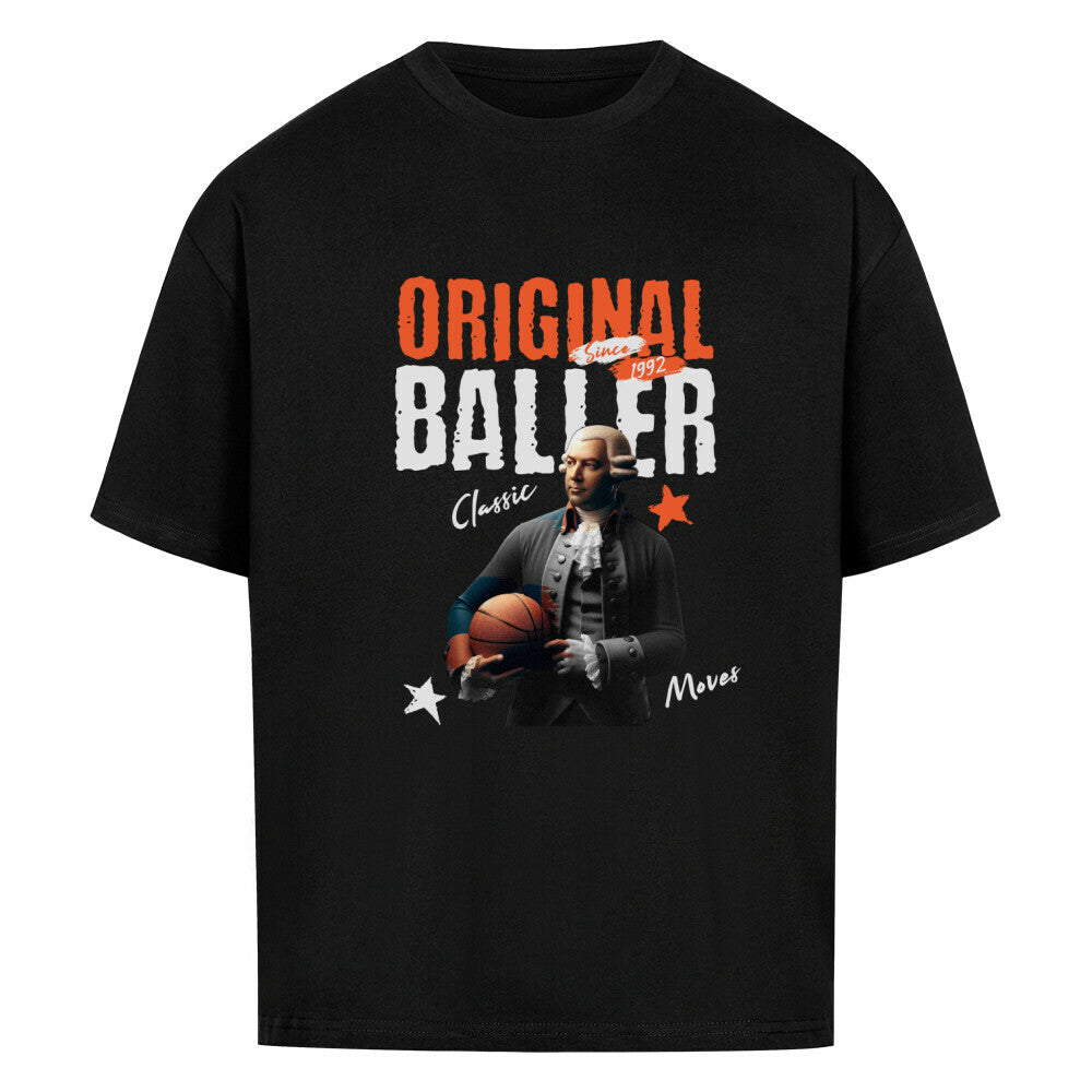 Oversized Basketball T-Shirt Schwarz Original Baller 100% Baumwolle Humor oldtimer classic moves