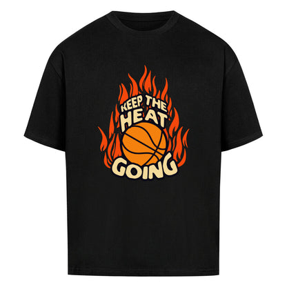 Oversized Basketball T-Shirt Keep the Heat Schwarz 100% Baumwolle