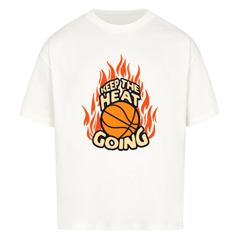 Oversized Basketball T-Shirt Keep the Heat Weiß 100% Baumwolle