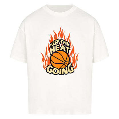 Oversized Basketball T-Shirt Keep the Heat Weiß 100% Baumwolle