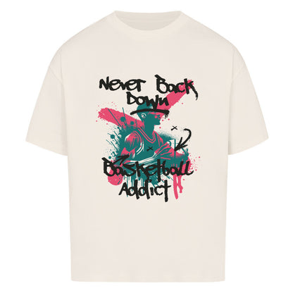 Oversized Basketball T-Shirt never back down Natural Raw 100% Premium baumwolle