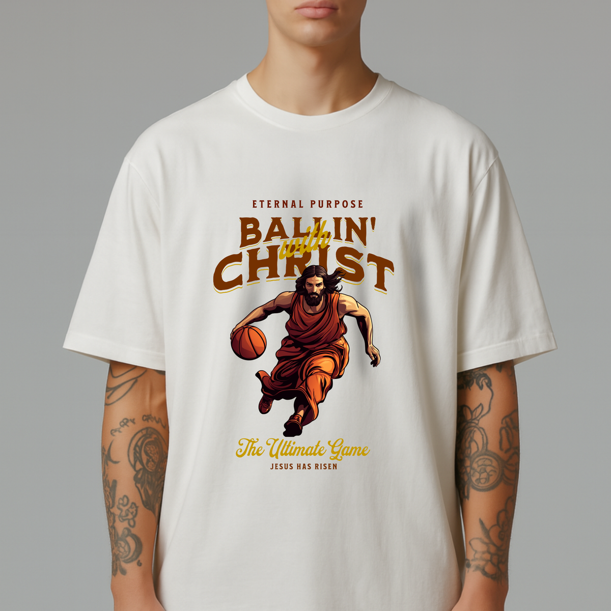 Ballin' with Christ: The Ultimate Oversized Statement T-Shirt