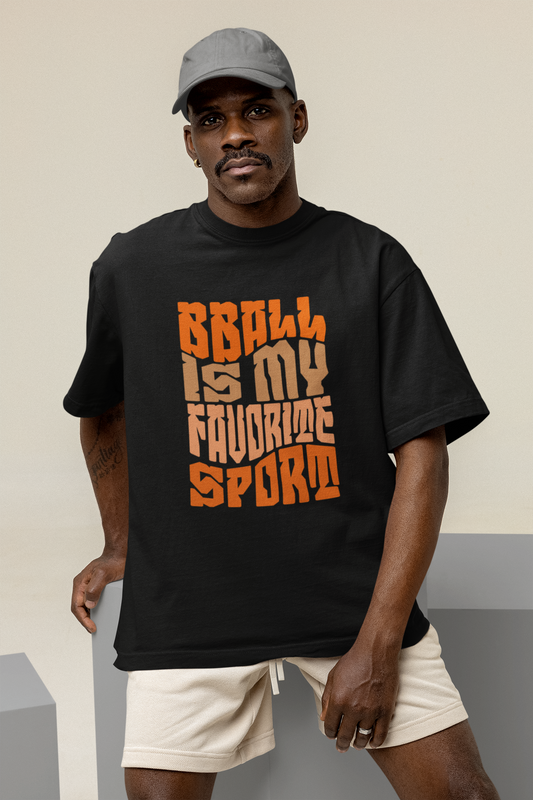 BBall is my Favorite Oversized Basketball T-Shirt mockup von mann schwarz 100% Baumwolle