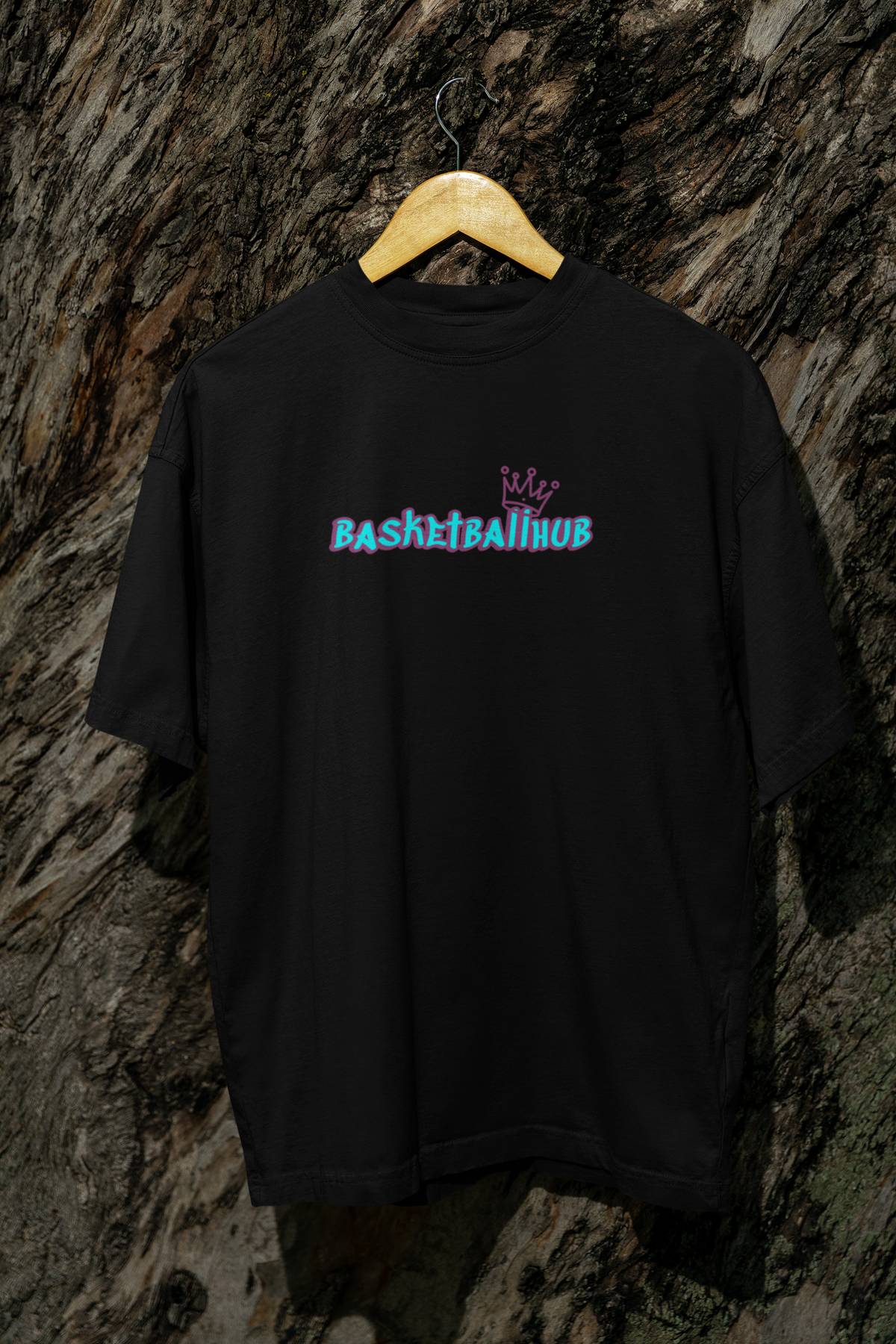 Oversized Basketball T-Shirt Basketballhub mockup schwarz 100% Baumwolle