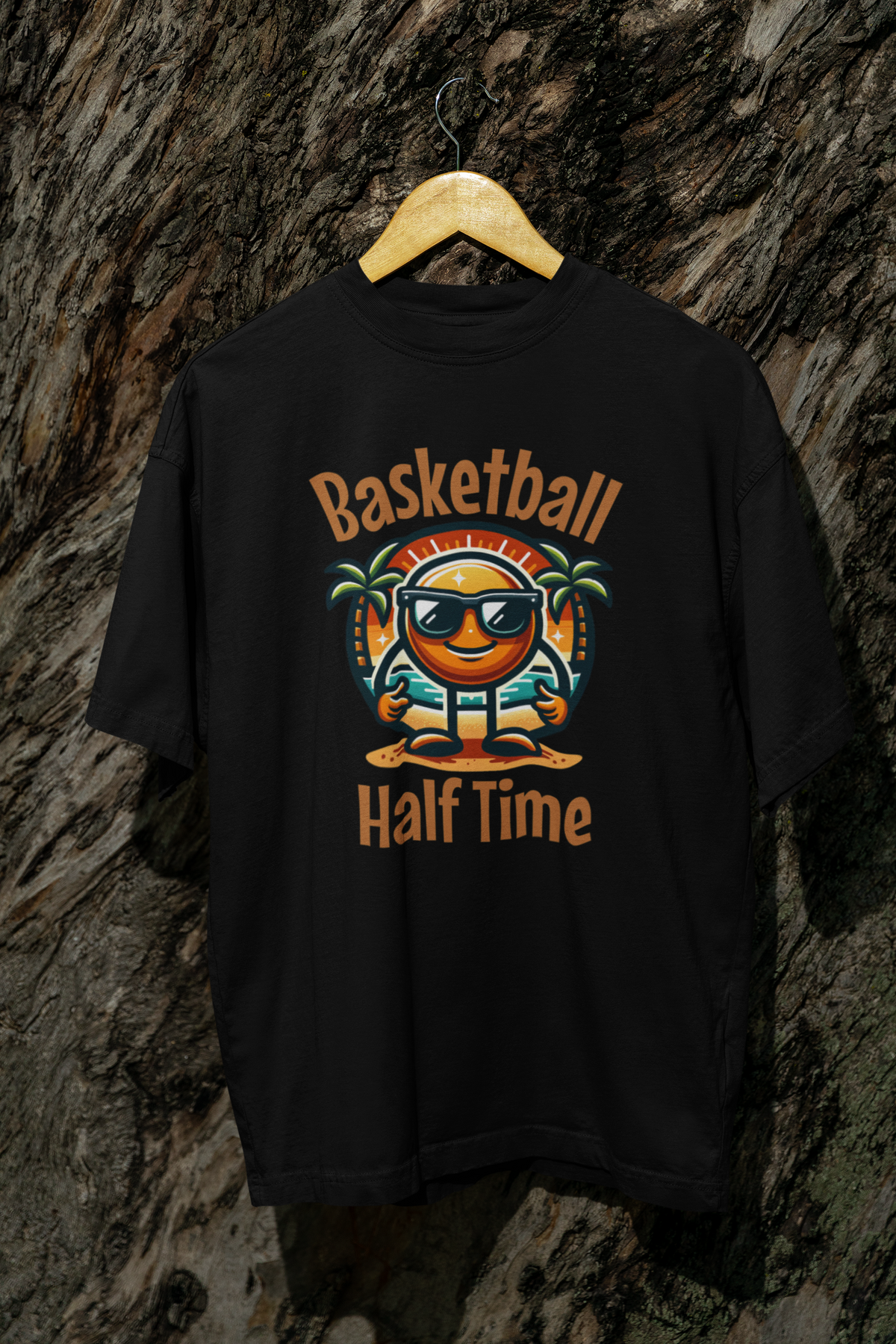 Half Time Oversized Basketball T-Shirt mockup schwarz 100% Baumwolle