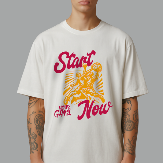 Start Your Game Now Oversized T-Shirt | Premium Cotton